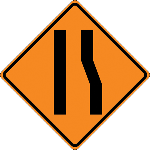 Tilt-Adjust Merge Left Roll-Up Construction Sign, 36" x 36", Vinyl, Pictogram Brunswick Fyr & Safety