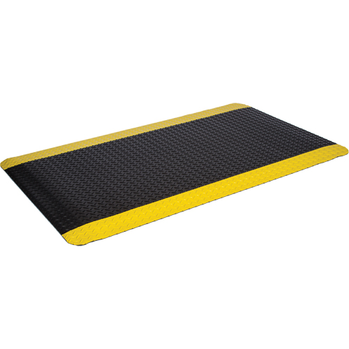 Tapis de style plateforme WD, Losange, 3' x 12' x 5/8", Noir/Jaune, &eacute;ponge Brunswick Fyr & Safety