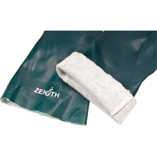 Double Dipped Green Gloves, 14" L, PVC, Cotton Jersey Inner Lining, 70-mil Brunswick Fyr & Safety