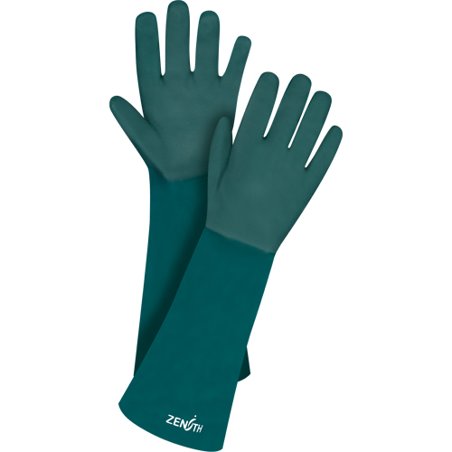 Double Dipped Green Gloves, 18" L, PVC, Cotton Jersey Inner Lining, 70-mil Brunswick Fyr & Safety