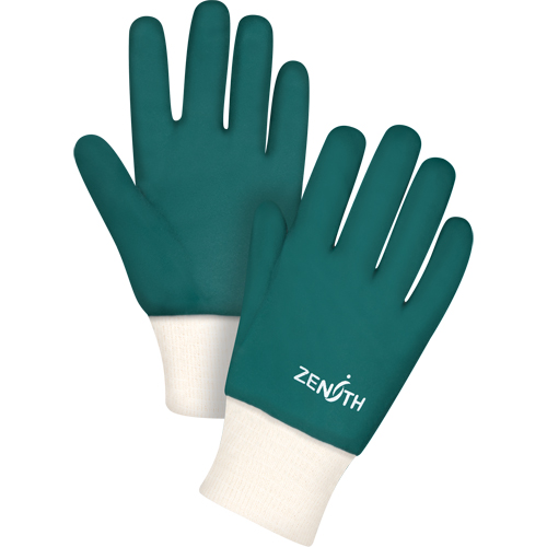Double Dipped Green Gloves, 10" L, PVC, Cotton Jersey Inner Lining, 70-mil Brunswick Fyr & Safety