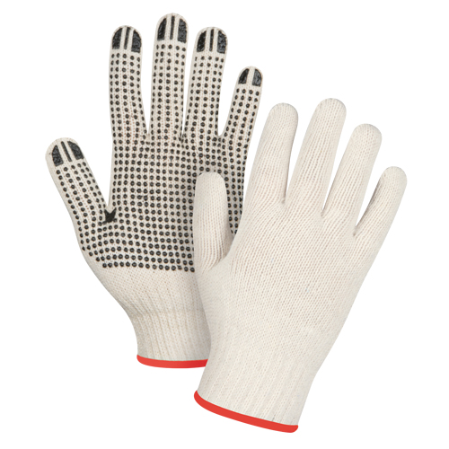 Gants l&eacute;gers tricot&eacute;s &agrave; pois, Poly/coton, Un c&ocirc;t&eacute;, Calibre 7, Petit Brunswick Fyr & Safety