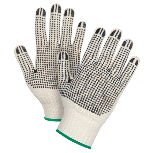 Gants tricot&eacute;s de poids lourd &agrave; deux c&ocirc;t&eacute;s avec pois, Poly/coton, Deux c&ocirc;t&eacute;s, Calibre 7, Moyen Brunswick Fyr & Safety