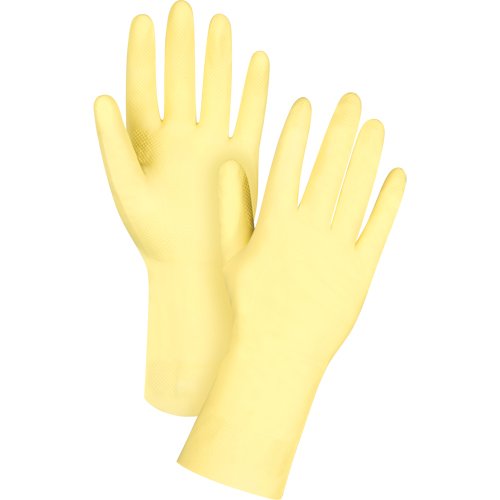 Canary Yellow Chemical-Resistant Gloves, Size 7, 12" L, Latex, Flock-Lined Inner Lining, 18-mil Brunswick Fyr & Safety