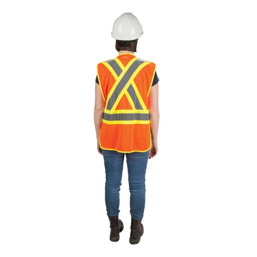 CSA Compliant High Visibility Surveyor Vest, High Visibility Orange, Medium, Polyester Brunswick Fyr & Safety