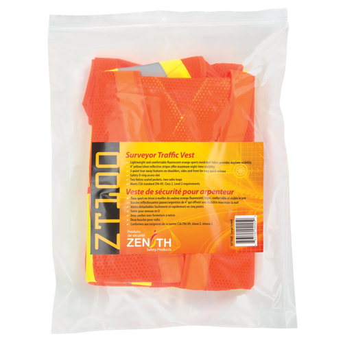 Surveyor's Safety Vest, High Visibility Orange, Large, Polyester Brunswick Fyr & Safety