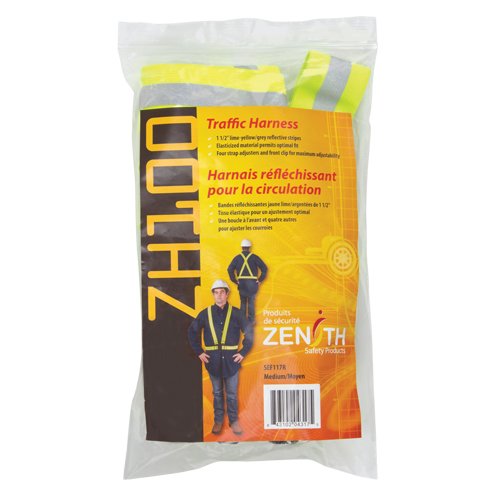 Standard-Duty Safety Harness, High Visibility Lime-Yellow, Silver Reflective Colour, Medium Brunswick Fyr & Safety