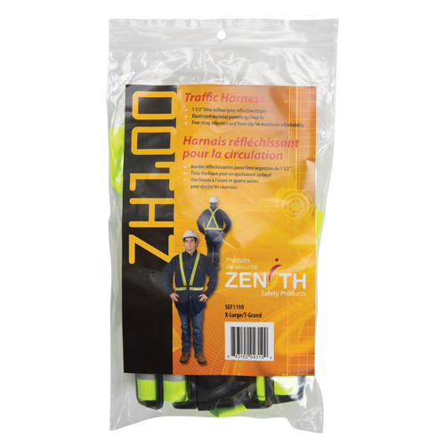 Standard-Duty Safety Harness, High Visibility Lime-Yellow, Silver Reflective Colour, X-Large Brunswick Fyr & Safety
