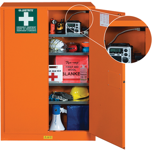 Armoires de rangement pour pr&eacute;paration aux situations d'urgence, Acier, 4 Tablettes, 65" h x 43" la x 18" P, Orange Brunswick Fyr & Safety