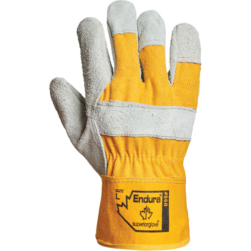 Gants d'ajusteur Endura, Grand, Paume en Cuir refendu, Doublure en Coton Brunswick Fyr & Safety