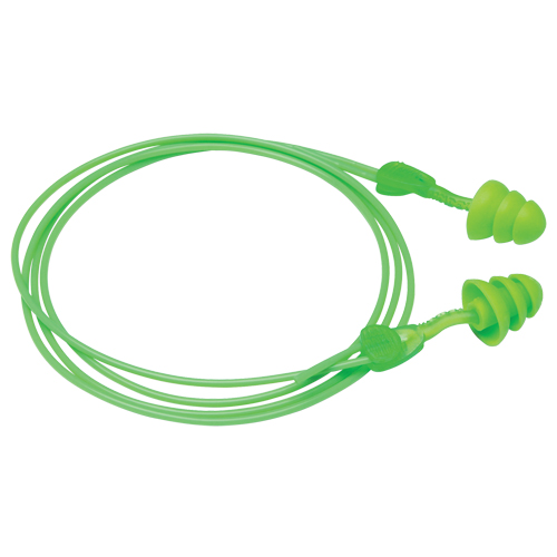 Bouchons d'oreilles r&eacute;utilisables Glide Trio, Avec cordon, Vrac - &agrave; nu, 27 dB NRR, Taille unique Brunswick Fyr & Safety