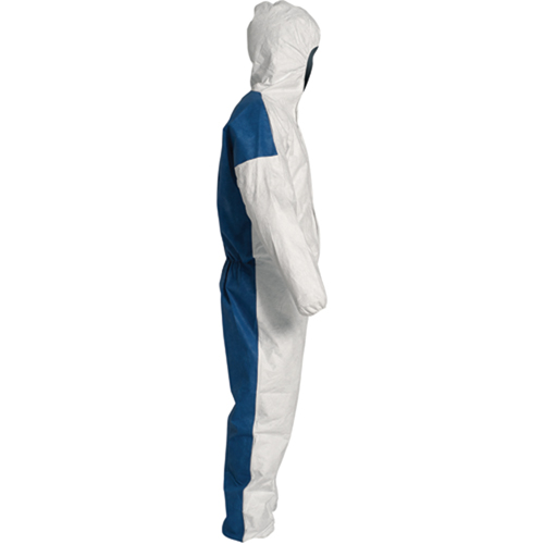 Hooded Coveralls, 4X-Large, Blue/White, Tyvek&reg; 400 D Brunswick Fyr & Safety