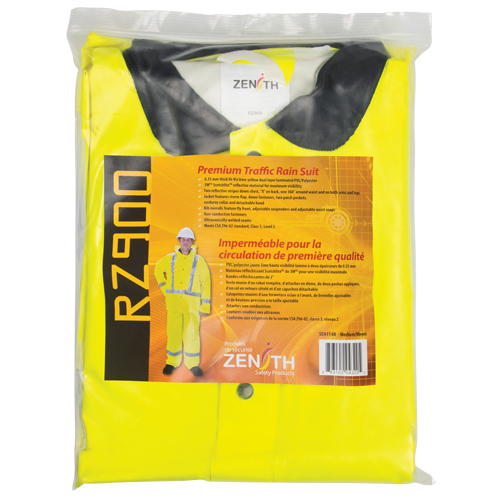 RZ900 Premium Traffic Rain Suit, Polyester/PVC, Medium, Lime-Yellow Brunswick Fyr & Safety