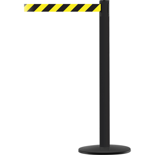 Montant pour syst&egrave;me Advance TensaBarrier, Acier, 36" h, Ruban Noir/Jaune, Longueur du ruban 7,5' Brunswick Fyr & Safety