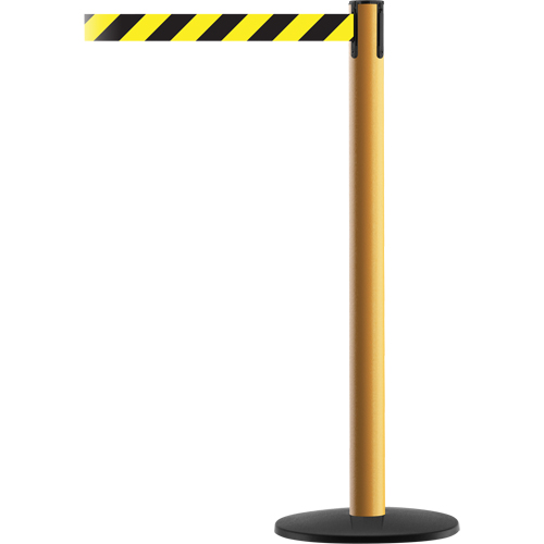 Montant pour syst&egrave;me Advance TensaBarrier, Acier, 36" h, Ruban Noir/Jaune, Longueur du ruban 7,5' Brunswick Fyr & Safety