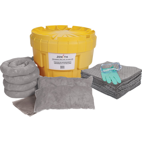 Large-Capacity Spill Kit, Universal, Overpack/Salvage Drum, 20 US gal. Absorbancy Brunswick Fyr & Safety