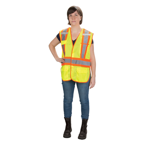 CSA Compliant High Visibility Surveyor Vest, High Visibility Lime-Yellow, Medium, Polyester Brunswick Fyr & Safety