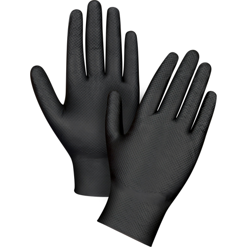Heavyweight Tactile Grip Examination Gloves, Small, Nitrile, 8-mil, Powder-Free, Black Brunswick Fyr & Safety