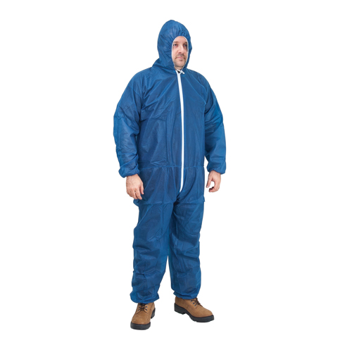 Hooded Coveralls, Medium, Blue, Polypropylene Brunswick Fyr & Safety