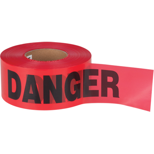 "Danger" Barricade Tape, Bilingual, 3" W x 1000' L, 1.5 mils, Black on Red Brunswick Fyr & Safety