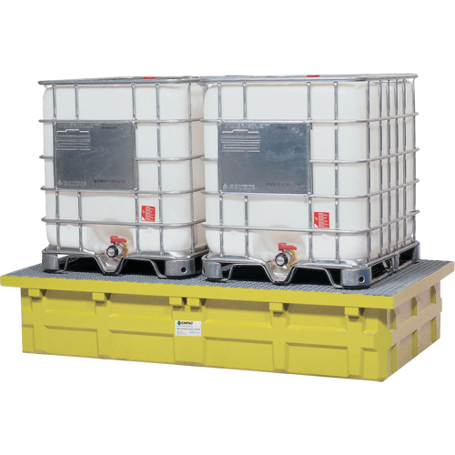 GRV double &agrave; dessus bas avec drain, Capacit&eacute; de d&eacute;versement 385 gal. US, 110" x 55" x 20" Brunswick Fyr & Safety