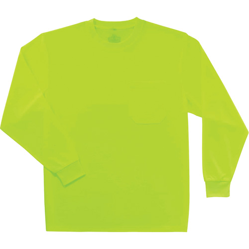 GloWear 8091 Non-Certified Long Sleeve T-Shirt, Polyester, Small, High Visibility Lime-Yellow Brunswick Fyr & Safety