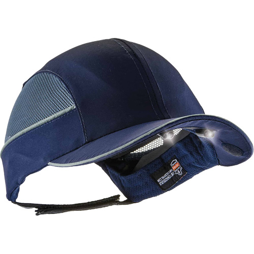 Skullerz&reg; 8960 Long Brim Bump Cap with LED Lighting, Navy Blue Brunswick Fyr & Safety