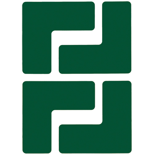 Floor Corner Marks, L, 5" L x 2" W, Green, Polyester Brunswick Fyr & Safety
