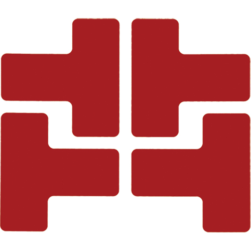 Floor Corner Marks, T, 5" L x 2" W, Red, Polyester Brunswick Fyr & Safety