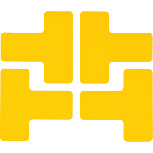 Autocollants pour d&eacute;limitation des coins sur le sol, T, 5" lo x 2" la, Jaune, Polyester Brunswick Fyr & Safety