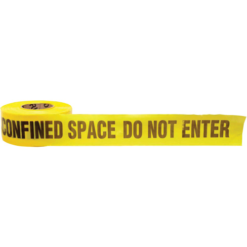 Barricade Tape, English, 3" W x 1000' L, 3 mils, Black on Yellow Brunswick Fyr & Safety