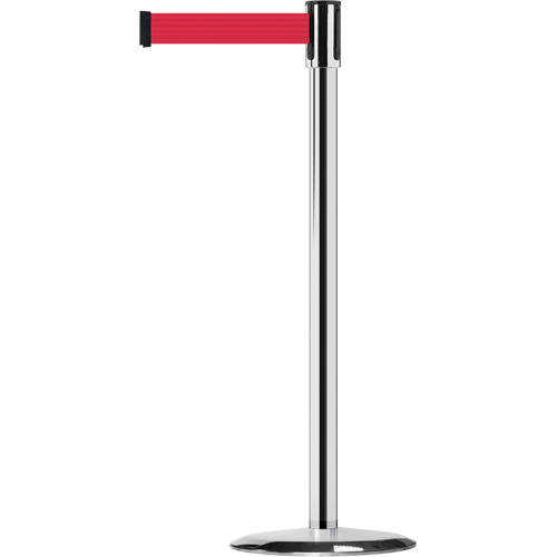 Montant pour barri&egrave;re Slimline TensaBarrier, Acier, 38" h, Ruban Rouge, Longueur du ruban 7,5' Brunswick Fyr & Safety