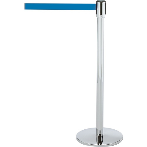 Montant pour barri&egrave;re Slimline TensaBarrier, Acier, 38" h, Ruban Bleu, Longueur du ruban 7,5' Brunswick Fyr & Safety