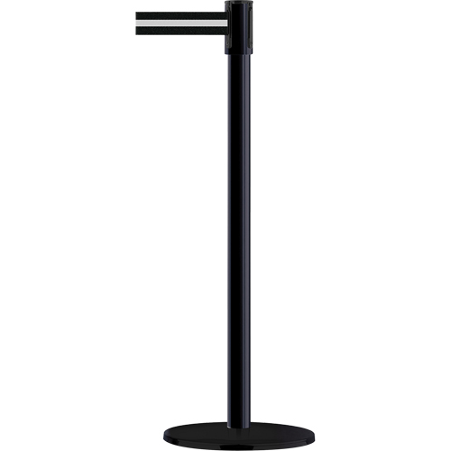 Montant pour barri&egrave;re Slimline TensaBarrier, Acier, 38" h, Ruban Noir/Blanc, Longueur du ruban 7,5' Brunswick Fyr & Safety