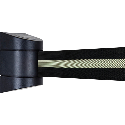 TensaBarrier&reg; Wall Mounted Units, Plastic, Screw Mount, 15', Black Tape Brunswick Fyr & Safety