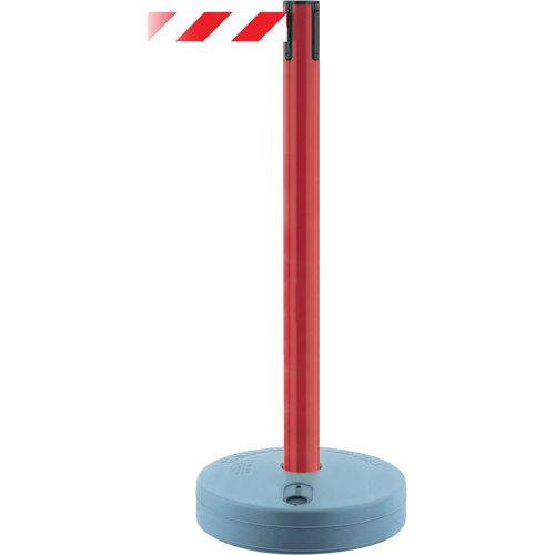 Montant ext&eacute;rieur pour barri&egrave;re TensaBarrier, Plastique, 37" h, Ruban Blanc/Rouge, Longueur du ruban 13' Brunswick Fyr & Safety