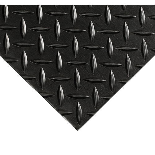 Tapis Diamond-Plate pour tableau de contr&ocirc;le no 701, 3' la x 10' lo, 1/4" &eacute;paisseur, Noir, PVC Brunswick Fyr & Safety