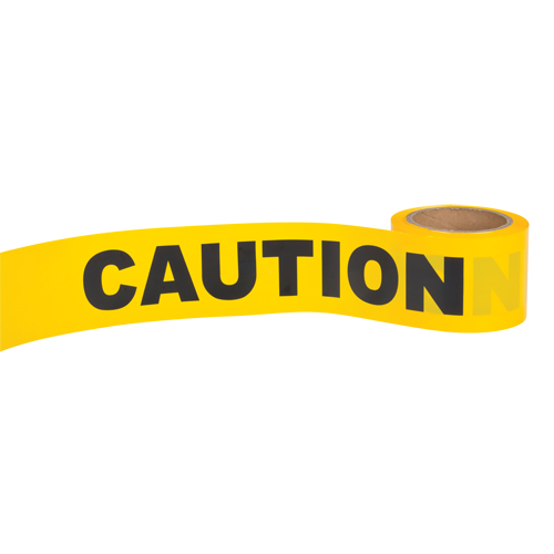 Ruban pour barricade Caution, Anglais, 3" la x 300' lo, 1,5 mil, Noir sur jaune Brunswick Fyr & Safety
