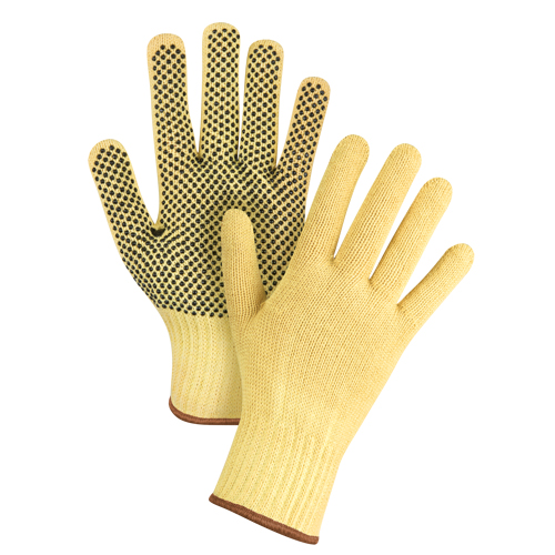 Gants tricot&eacute;s sans couture &agrave; pois, Taille Grand/9, Calibre 7, Rev&ecirc;tement PVC, Enveloppe en Kevlar, ASTM ANSI niveau A2/EN 388 niveau 3 Brunswick Fyr & Safety
