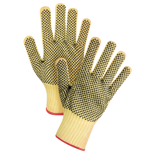 Gants tricot&eacute;s deux c&ocirc;t&eacute;s, sans couture, &agrave; pois, Taille Petit/7, Calibre 7, Rev&ecirc;tement PVC, Enveloppe en Kevlar, ASTM ANSI niveau A2/EN 388 niveau 3 Brunswick Fyr & Safety