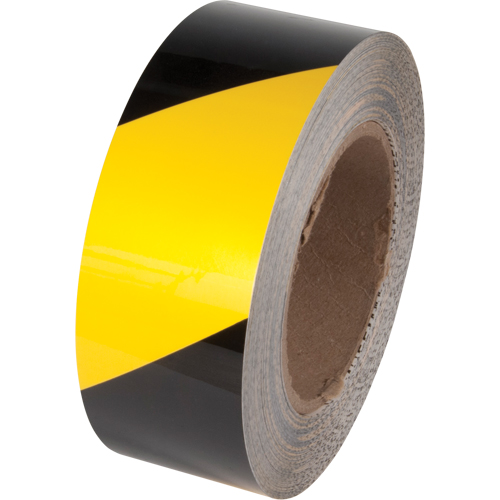 Tuff Mark&reg; Floor Marking Tape, 2" x 100', Polyester, Black and Yellow Brunswick Fyr & Safety