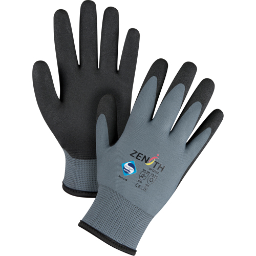 Gants enduits de premi&egrave;re qualit&eacute; ZX-30°, 9/Grand, R&ecirc;vetement PVC, Calibre 15, Enveloppe en Nylon Brunswick Fyr & Safety