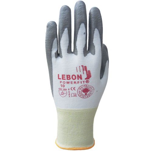 Gants r&eacute;sistants &agrave; la coupe PowerFit Lebon, Taille T-petit/6, Calibre 13, Rev&ecirc;tement Polyur&eacute;thane, Enveloppe en Poly&eacute;thyl&egrave;ne, ASTM ANSI niveau A2/EN 388 niveau B Brunswick Fyr & Safety
