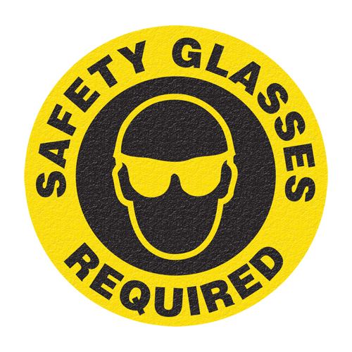 "Safety Glasses" Floor Sign, Adhesive, English with Pictogram Brunswick Fyr & Safety
