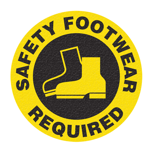 "Safety Footwear" Floor Sign, Adhesive, English with Pictogram Brunswick Fyr & Safety