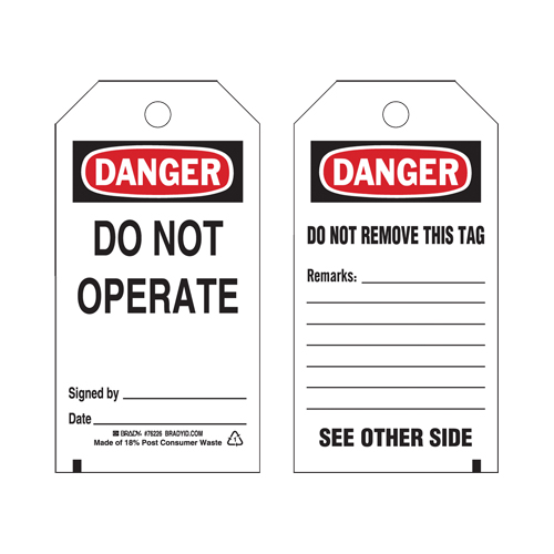 &eacute;tiquettes de verrouillage, Plastique, 3" la x 5-3/4" h, Anglais Brunswick Fyr & Safety