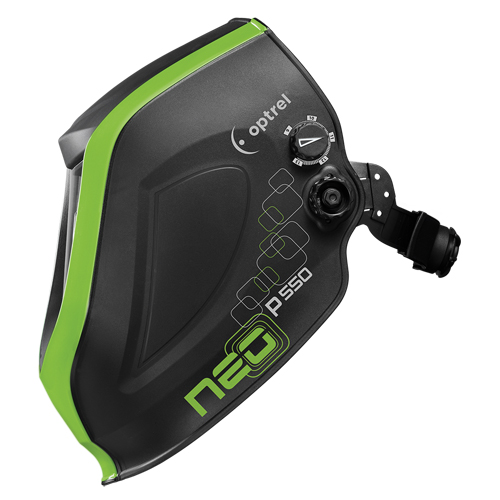 P550 Welding Helmet, 3.94" L x 1.97" W View Area, 4/9 - 13 Shade Range, Black/Green Brunswick Fyr & Safety