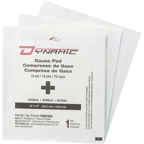 Dynamic Gauze, Pad, 4" L x 4" W, Sterile, Medical Device Class 1 Brunswick Fyr & Safety