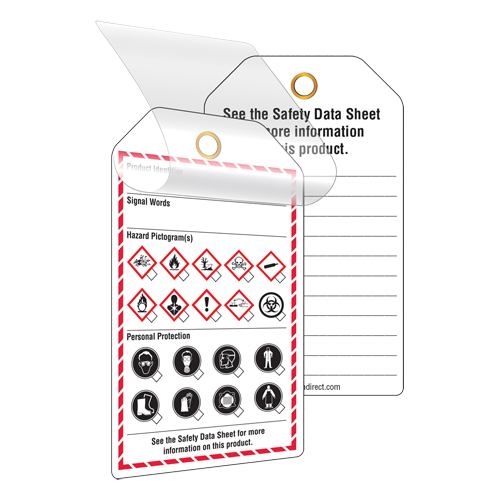 Self-Laminating Workplace Tags, Cardstock, 3-3/8" W x 5-3/4" H, English Brunswick Fyr & Safety