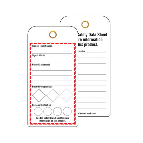 GHS Workplace Tags, Cardstock, 3" W x 6" H, English Brunswick Fyr & Safety